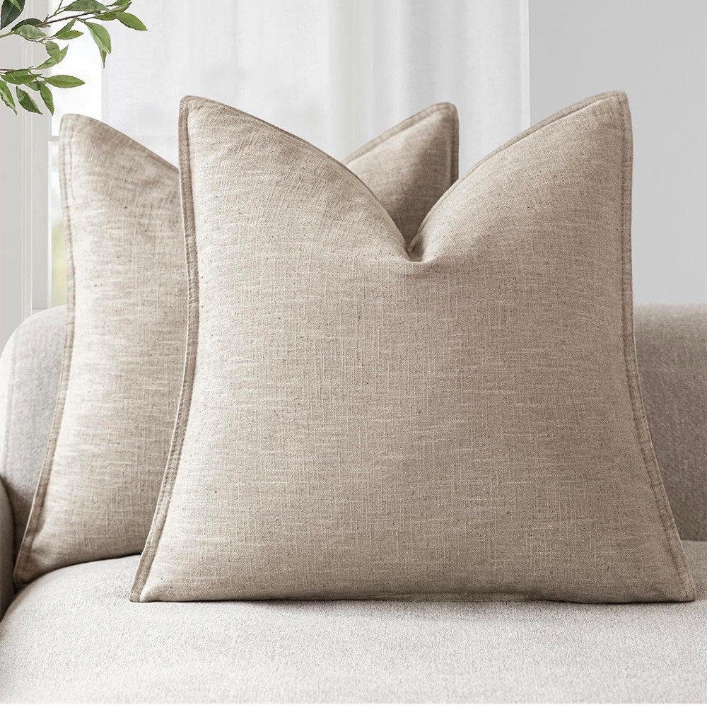 Neutral Linen-Look Accent Pillow - Taupe